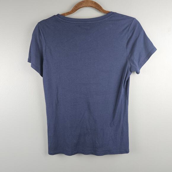 Quince Cotton Modal V Neck Tee Navy Blue Size Small - Picture 2 of 6